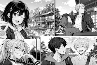 draw manga comic pages, webtoon panels and anime style illustrations