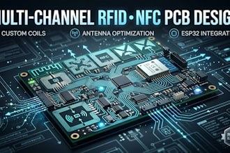 design a multi channel rfi nfc reader pcb with wireless pcb antenna array, esp32