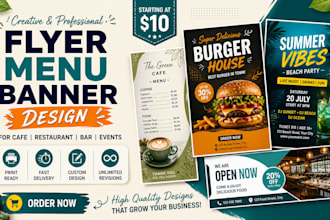 design quality flyer for cafe, bar, event, restaurant banner, menu card