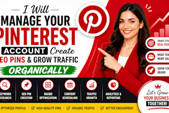 grow traffic organicallymanage your pinterest account create seo pins and
