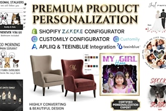 shopify zakeke product configurator furniture print on demand apliiq customily