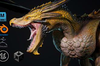 create 3d animal model, creature, monster, alien, dinosaur model and animation