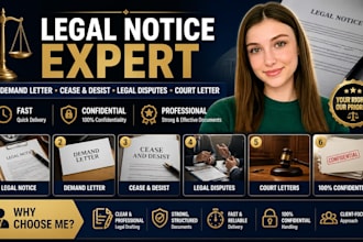 draft legal notice, demand letter, cease and desist and court letter
