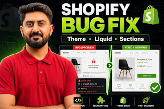 fix shopify custom sections, liquid code and theme errors