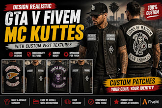 design realistic gta v fivem mc kuttes with custom vest textures