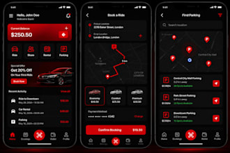 develop car sharing app, ride sharing app, car rental app, car parking app