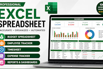 design excel spreadsheet for budget, expense tracker timesheet, employee tracker