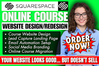 build squarespace website, squarespace online course website kajabi sales funnel