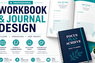 design workbook, journal design, planner and format for amazon KDP and paperback