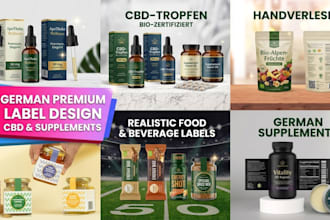 german product label design cbd supplement label realistic food packaging label