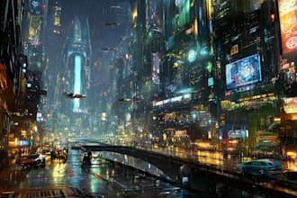 create a science fiction city, cyberpunk, futuristic scifi