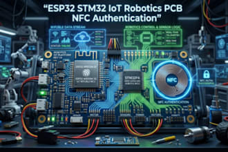 develop esp32 iot, robotics, stm32 controller,  pcb with nfc authentication