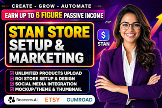 setup stan store, etsy product listing VA shop, beacon ai, stan store marketing