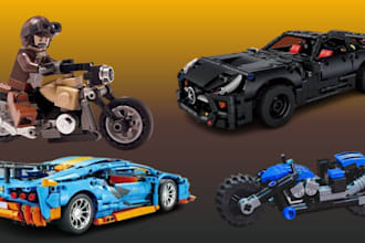 model 3d lego technic moc vehicles, buildings, ship, character with instructions