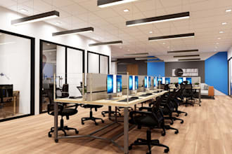 design 3d cgi coworking space, business workspace, work center, work lounge