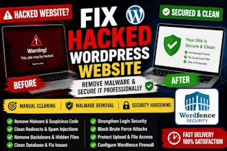 fix hacked wordpress website, remove malware and secure it professionally