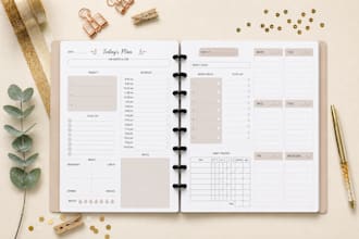 do printable minimalist planner design, workbook or journal design