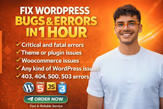fix 404, 403, 503, 500, fatal, and critical errors in wordpress websites