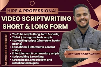 write viral youtube scripts, tiktok scripts, and social media content
