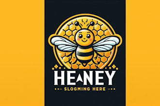 create honey bee logo, cartoon character design for business and sports