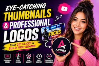 design eyecatching youtube thumbnails and logo