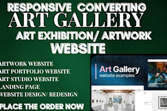 art gallery website, art exhibition, artwork website art gallery landing page