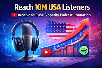 organic youtube podcast promotion spotify podcast to USA targeting 8m subscriber