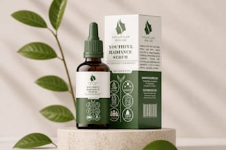 do luxury minimal label design,cosmetic packaging and serum box design