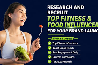 research and recruit top fitness and food influencers for your brand launch