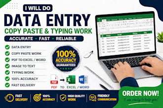 data entry and  typing work