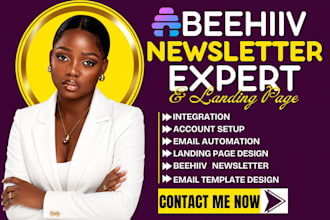 setup beehiiv, beehiiv newsletter design beehive landing page beehive website