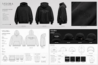 3d mockup and tech pack of cap hat and hoodie