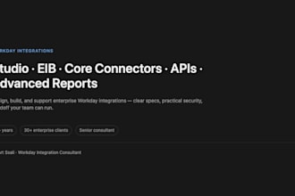 configure workday studio, eib, core connector, and API integrations