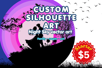 create romantic couple silhouette night sky art