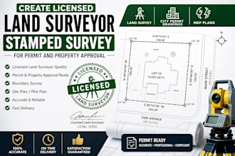 create licensed land surveyor stamped survey for permit and property approval