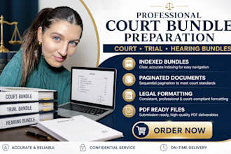 prepare court bundle, trial bundle, indexed bundle, paginated bundle
