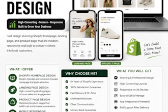 do shopify homepage, landing page, product page design shopify store