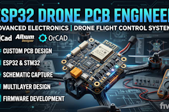 design esp32 drone pcb in kicad with schematic and gerber files in altium, orcad