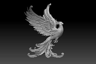 design realistic 3d bird sculpture,3d bird,creature, animal statue,3d print stl