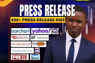 distribute and write press release on top media sites for music, film, business