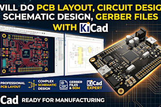 do pcb layout circuit design schematic design gerber file with kicad