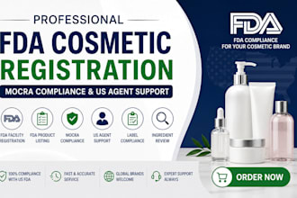 do fda cosmetic registration, mocra compliance, US agent support
