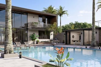 do 3d rendering for beach resorts, cabana, glamping, rv park, villa design