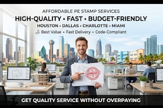 stamp and sign permit drawing with licensed pe in houston dallas miami charlotte