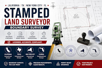 california tx new york city fl stamp land surveyor, boundary survey