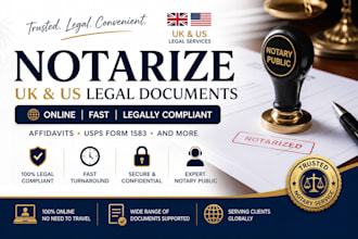 notarize UK US legal document online for affidavits usps form 1583 notary public