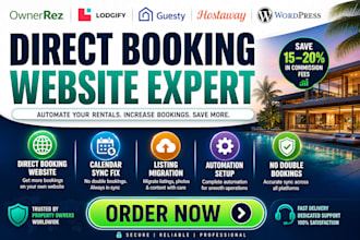 build ownerrez lodgify guesty hostaway direct booking vacation rental wp website