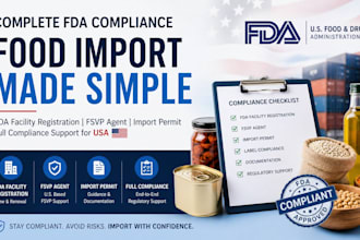 handle fda food facility registration, fsvp agent, import permit and compliance