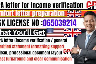 write CPA letter, verify statement, comfort letter, compilation as licensed CPA