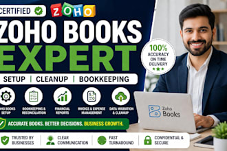 do zoho books setup, bookkeeping, reconciliation and cleanup